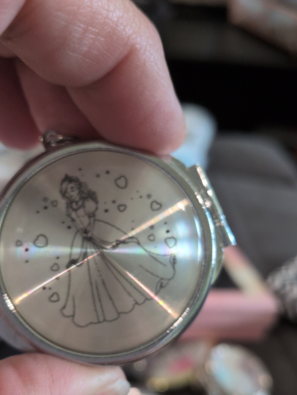 Silver Pocket Princess Mirror Keychain